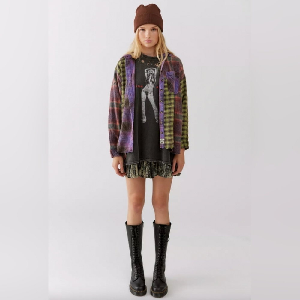 BDG - Robbie Spliced Flannel Button-Down Shirt